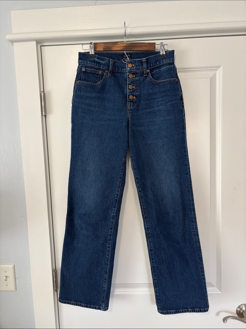 J. Crew High-Rise Wide-Leg Jeans in Dark Blue Denim